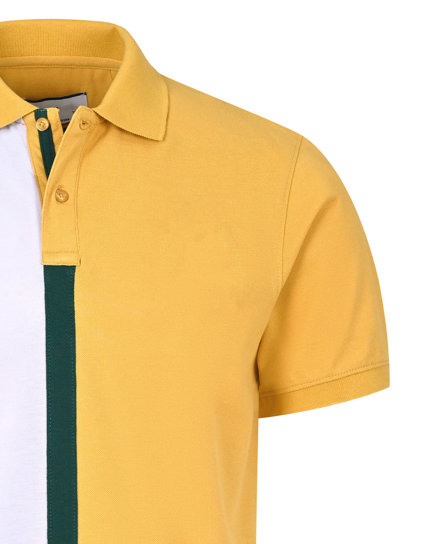 Yellow Color Block Polo Shirt  100% Plain Single Color T-Shirts Polyester Material With Custom Logo and Pack Design & Color