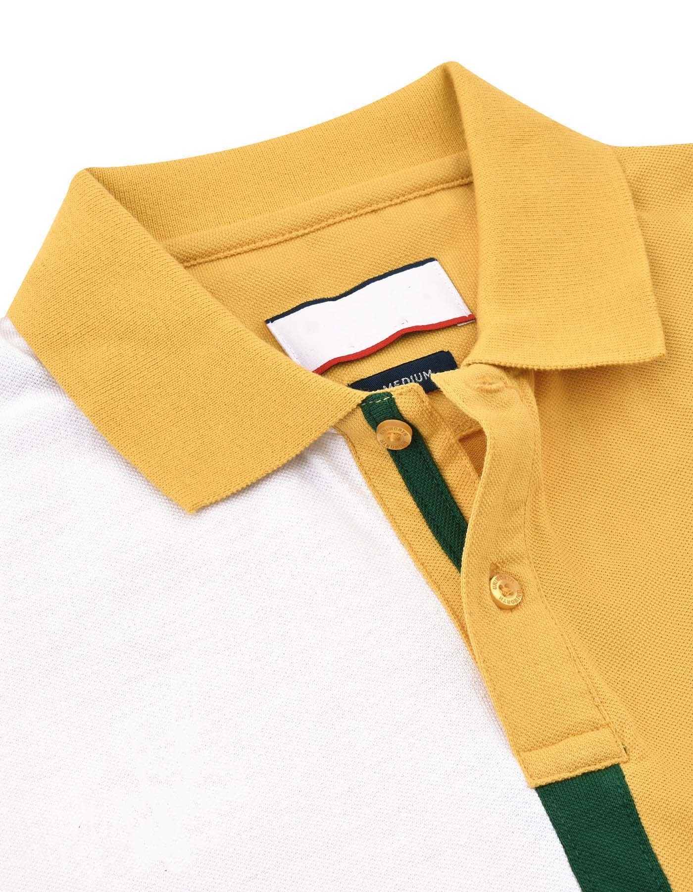 Yellow Color Block Polo Shirt  100% Plain Single Color T-Shirts Polyester Material With Custom Logo and Pack Design & Color