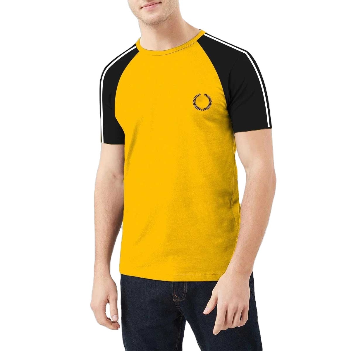 Madrush Custom Men's T-Shirts Two-Tone Plain Single Color 100% Cotton Polyester Material with Custom Logo and Packaging Design