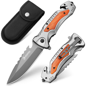 Nedfoss DA169 Tactical Pocket Knife, Folding Knife with Seat Belt Cutter, Glass Breaker, Emergency Rescue Tools