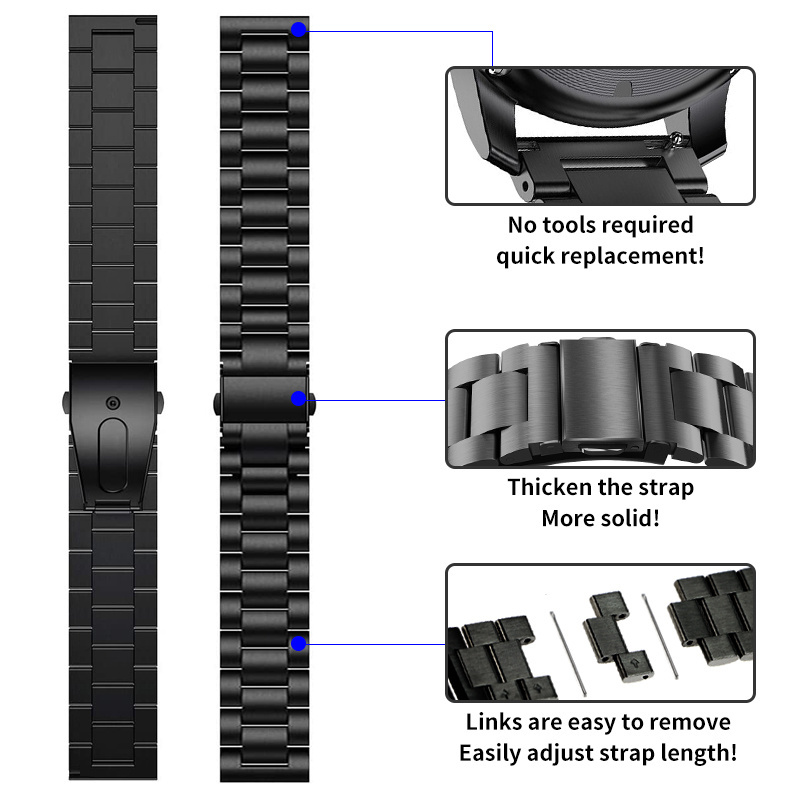 Stainless Steel watch Straps For Samsung Galaxy Watch3  Active 1 2   Metal Bracelet Band Loop For Huawei solid metal watch band