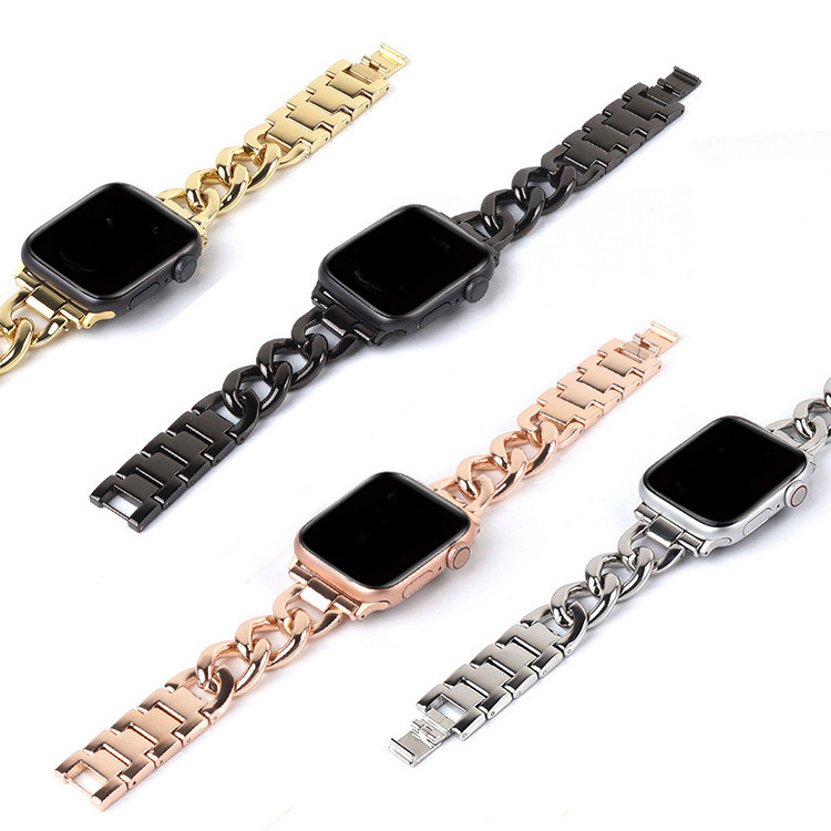 Stainless Steel Dropshipping Fashion Chain Strap for Apple Watch 6  5 4 SE Watchbands Bracelet 42mm 38mm  metal strap