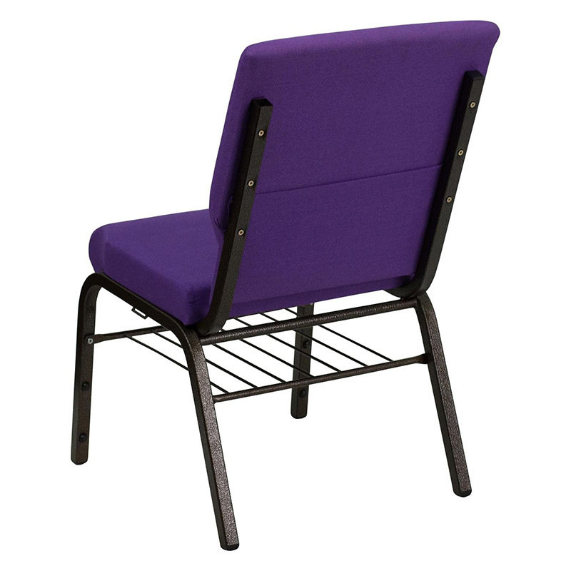 Wholesale Cheap Used Auditorium Chairs For Church High Back Luxury Purple Church Pew Chairs With Book Rack For Pastor