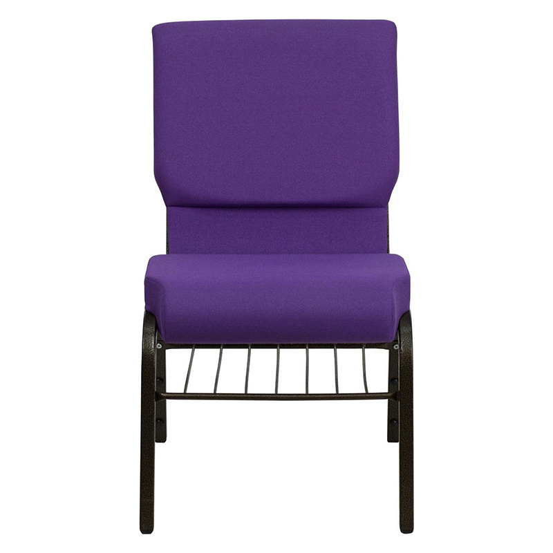 Wholesale Cheap Used Auditorium Chairs For Church High Back Luxury Purple Church Pew Chairs With Book Rack For Pastor