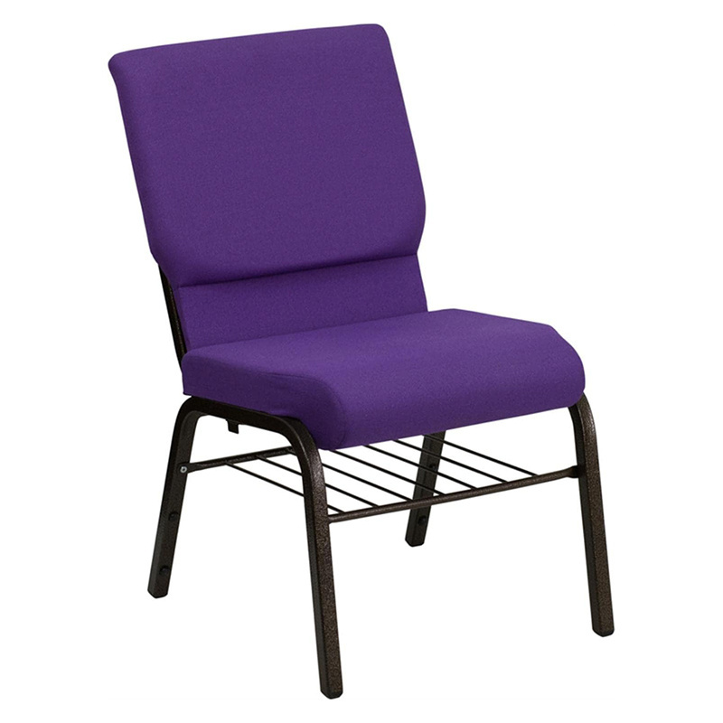 Wholesale Cheap Used Auditorium Chairs For Church High Back Luxury Purple Church Pew Chairs With Book Rack For Pastor