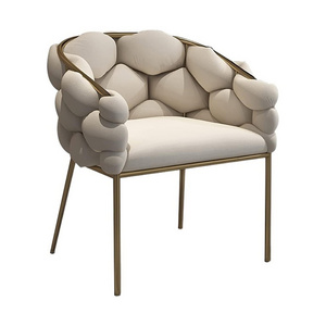 Modern Design sedie da pranzo  Comfortable Back Velvet Beige Tufted  Armchair Velvet Manicure Makeup Waiting Dining Chairs