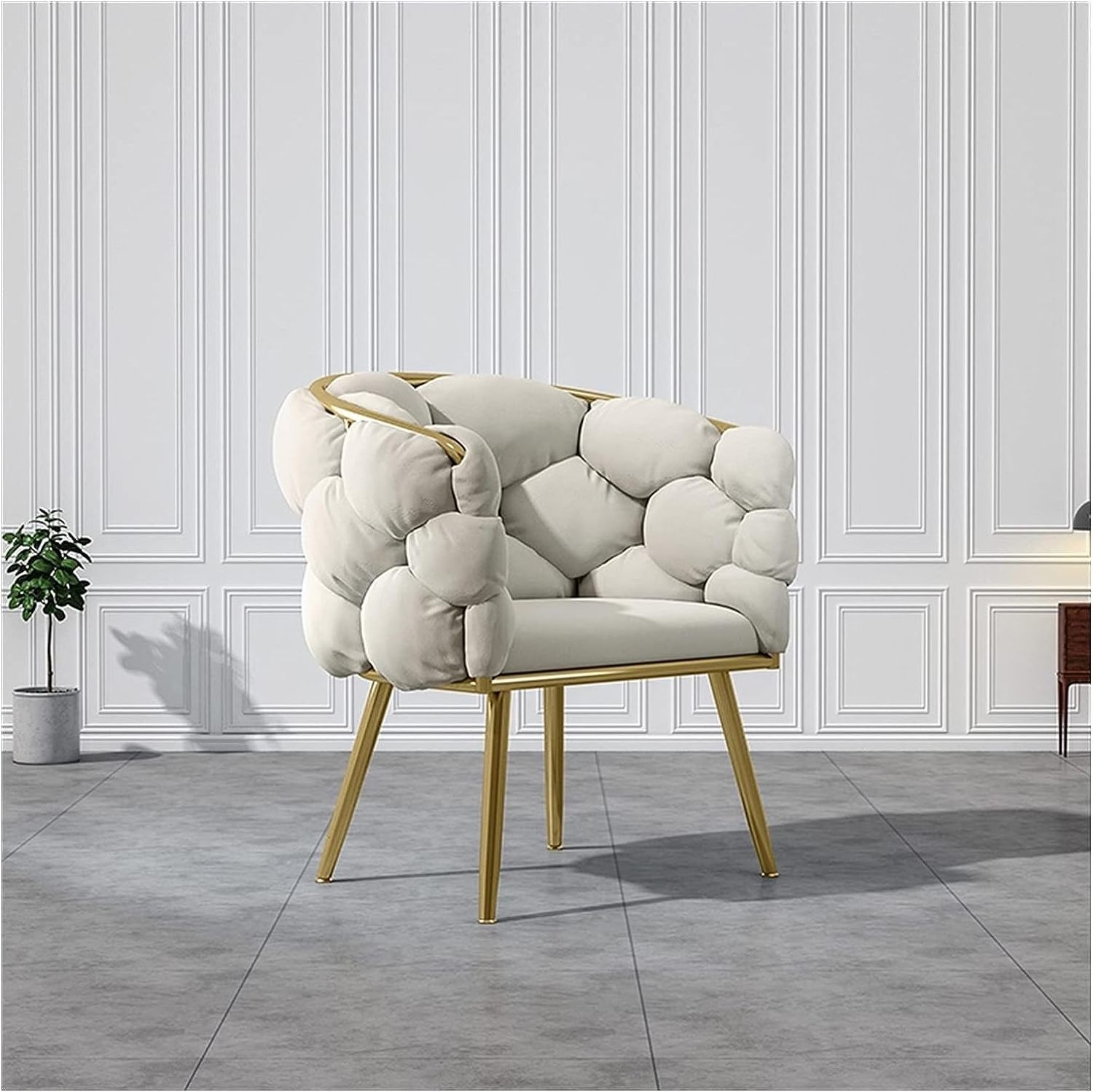 Modern Design sedie da pranzo  Comfortable Back Velvet Beige Tufted  Armchair Velvet Manicure Makeup Waiting Dining Chairs