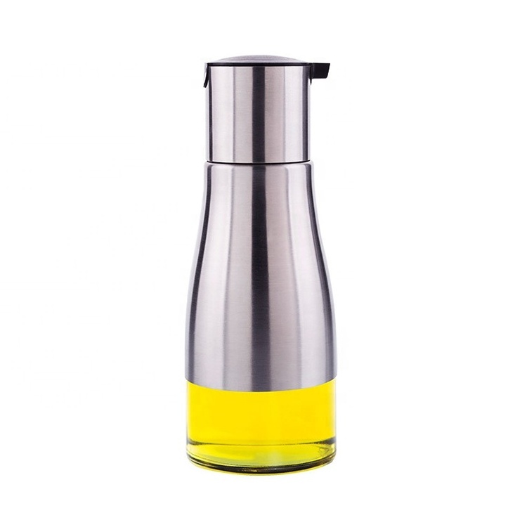 Stainless Steel Leak Proof Oil Dispenser Bottle Glass Stainless Oil And Vinegar Dispenser For Kitchen And Cooking