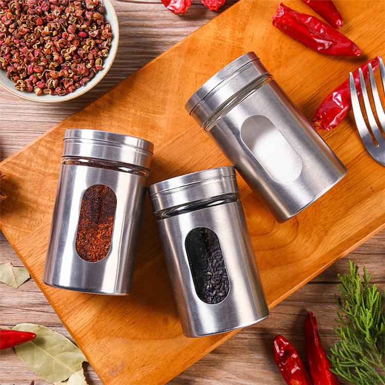 Transparent 70ml Glass Condiment Bottles Spice Salt Pepper Jar with Stainless Steel Lids