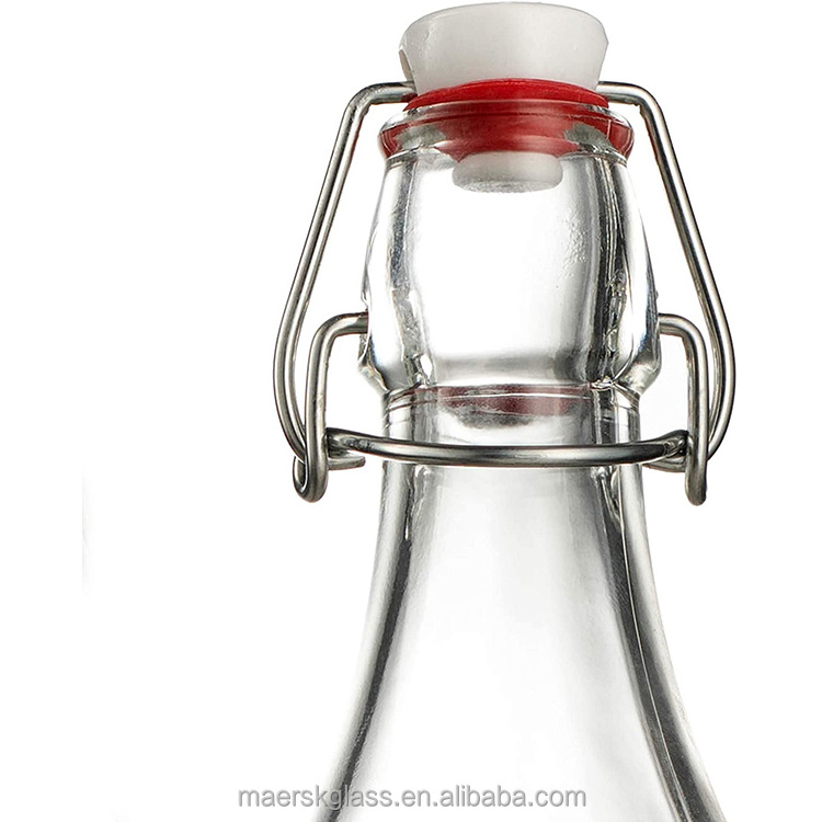 Classic 33oz Clear Glass Juice Water Wine Beer Brewing Bottle with Swing Top Lids 1 Liter Swing Top Glass Bottle