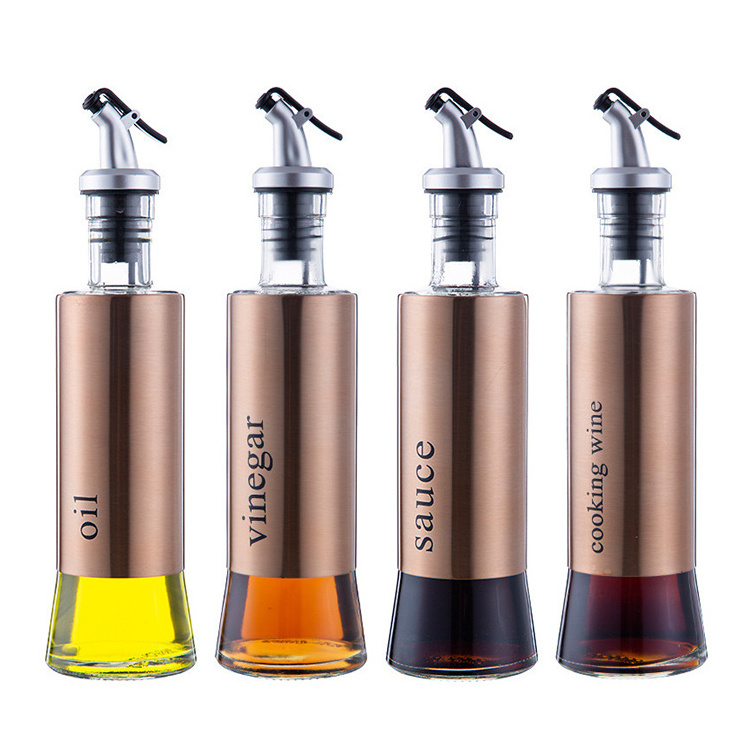 Best Selling Oil Bottle Gold Stainless Steel Sleeve Oil Dispenser