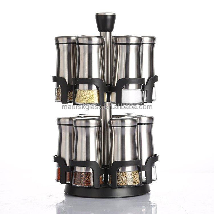 New Design Revolving 12 Jars 6 Jars  Counter top Rack Tower Organizer with Free Spice Refills