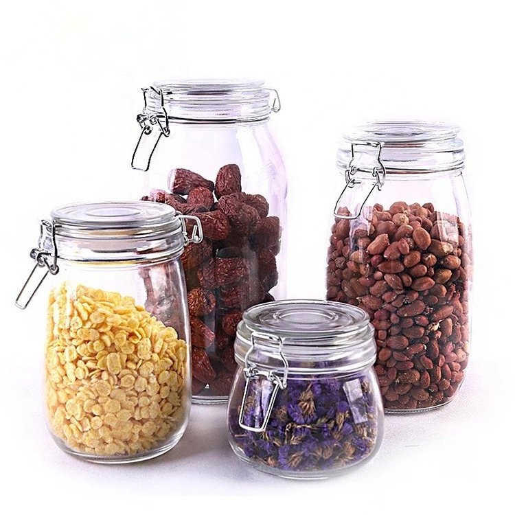 In Stock Wholesale Cheap Wide Mouth Small Canning Jar With Wire Lid Favor Swing Storage Top Air Tight Glass Food Container