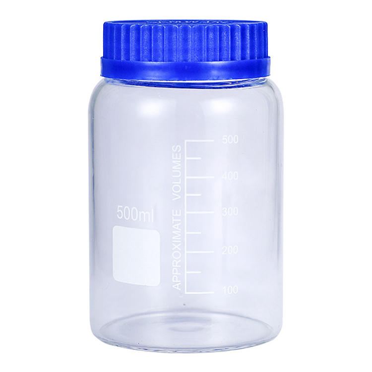 Media Storage Bottles Wide Mouth Round Borosilicate  1000 ml with Orange Cap