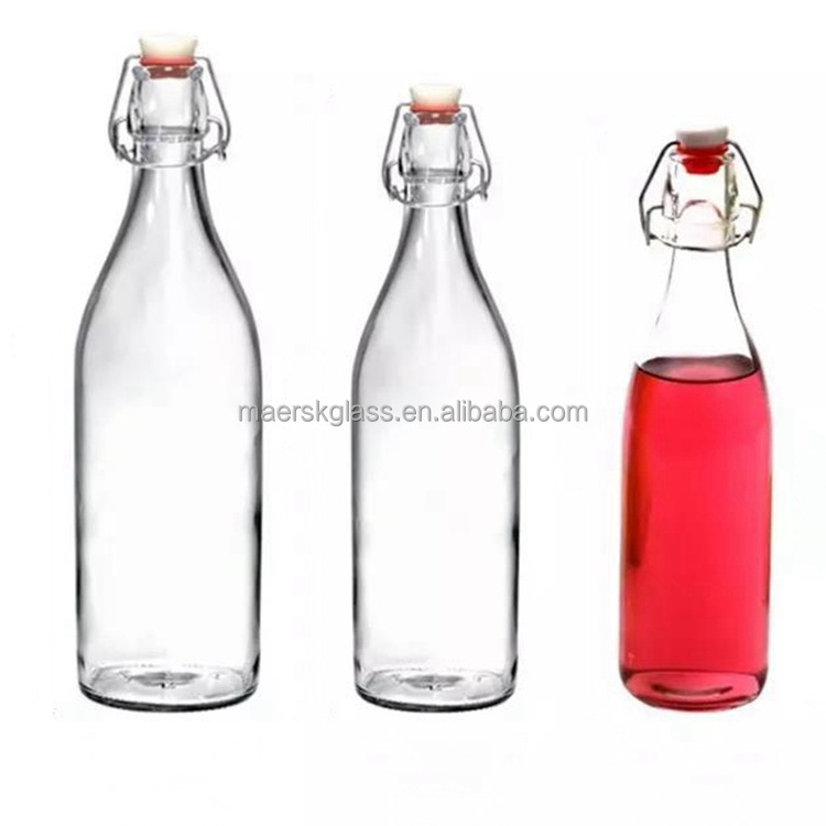 250ml 500ml 750ml 1L Swing top Clear Empty Drinking Enzyme Beverage Milk Glass Bottle