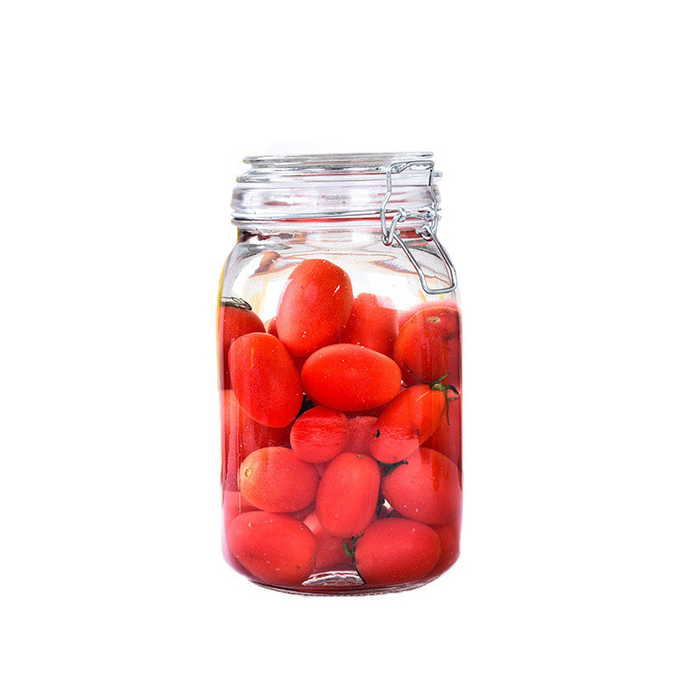 In Stock Wholesale Cheap Wide Mouth Small Canning Jar With Wire Lid Favor Swing Storage Top Air Tight Glass Food Container