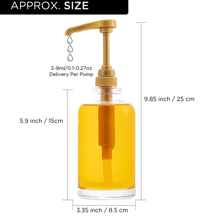 Premium No Drip Soda Coffee Syrup Dispenser Pump Syrup Dispenser Glass Bottle for Coffee Bar 300ml 500ml