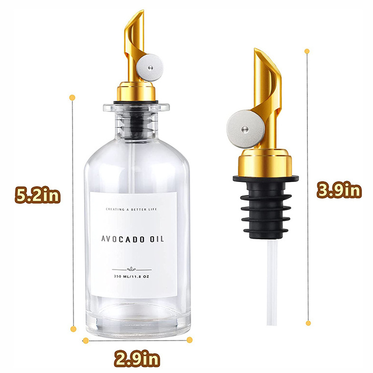 High Quality Olive Oil and Vinegar Dispenser Coffee Syrup Dispenser Glass Bottle with Weighted Pour Spout