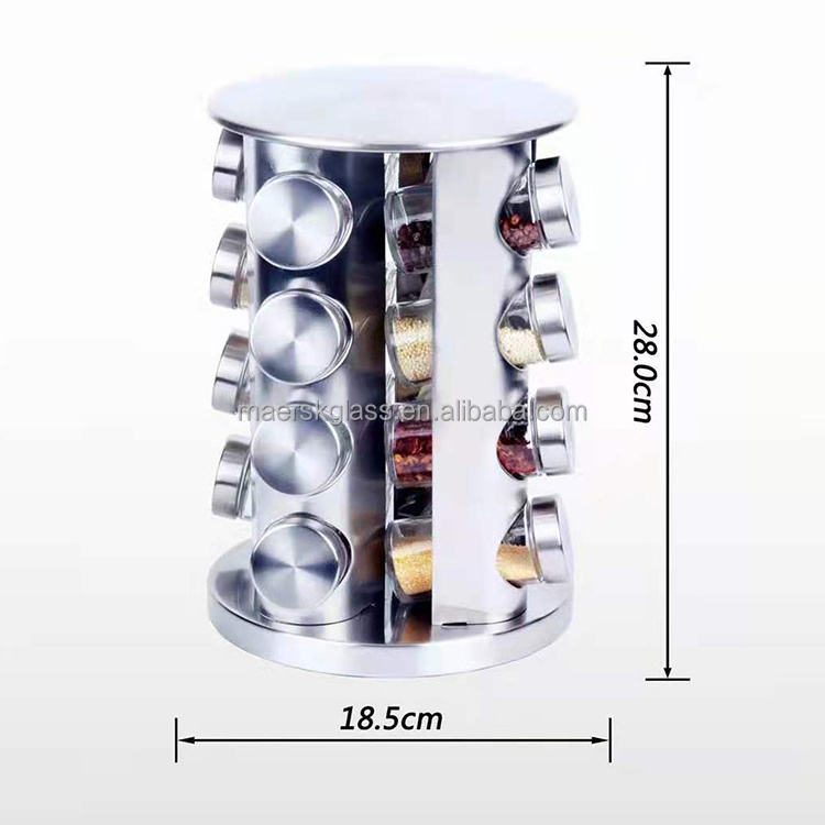 Revolving  Spice Rack Rotating Storage Seasoning Spinning Stainless Steel Spice Racks Organizer Carousel Spinner Jars