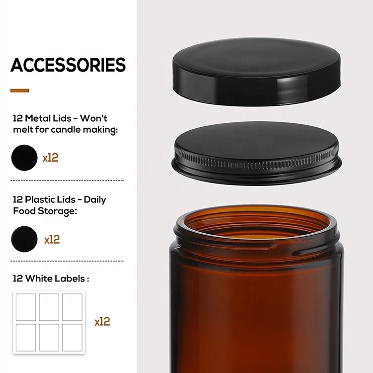 Empty Jar Candle Glass Jar Lid Scented Amber Glass Candles ...