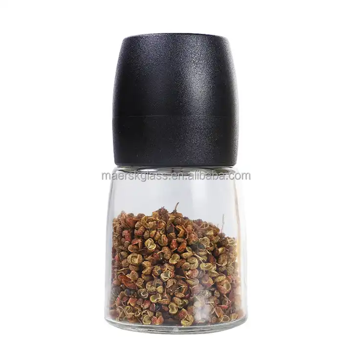 China Wholesale Kitchen Spice Salt Grinder 150ml 5oz Salt and Pepper Manual Shakers Grinder Seasoning Glass Bottle Spice Mill