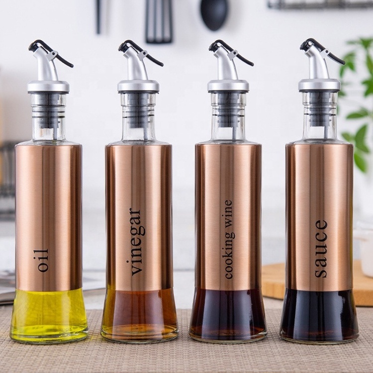 Best Selling Oil Bottle Gold Stainless Steel Sleeve Oil Dispenser