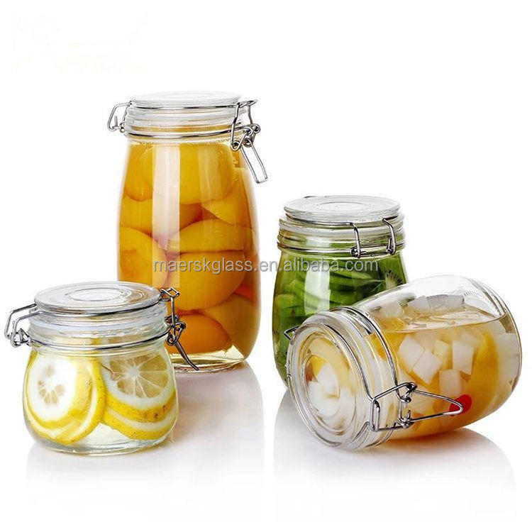 In Stock Wholesale Cheap Wide Mouth Small Canning Jar With Wire Lid Favor Swing Storage Top Air Tight Glass Food Container