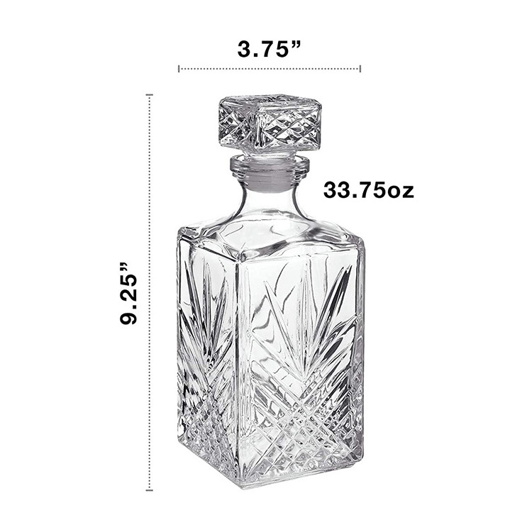 Online Hot Selling 33.75 oz Diamond Decanter With Starburst Detailing For Whiskey Bourbon Liquor