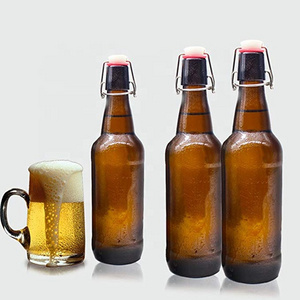 Wholesale 1000ml 33oz Amber Empty Carbonated Drinks Beverage Beer Glass Bottle 1L with Swing Top