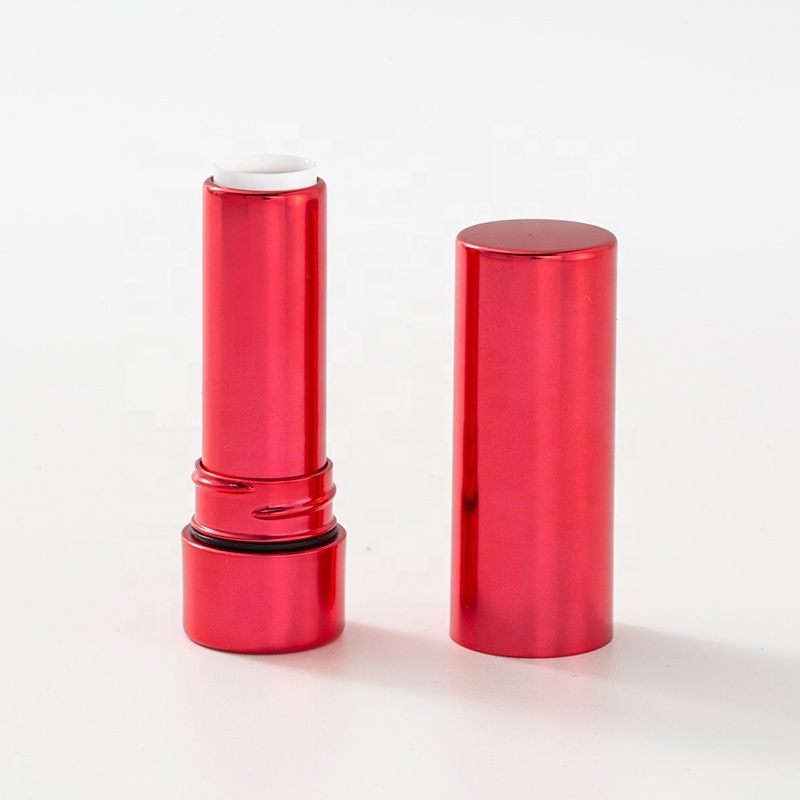 3.5g Luxury Aluminum Color Lip Balm Tube Eco-Friendly Plastic Lipstick Container Red Metal Custom Lipstick Tube Lip Stick Case