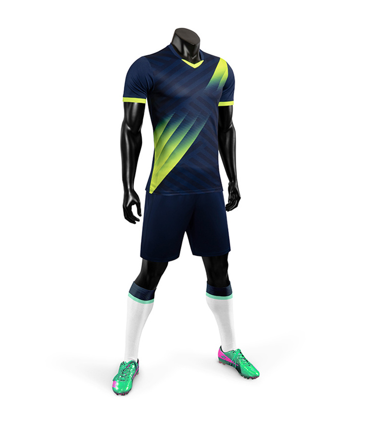 Wholesale Cheap Club and Team Latest Designs Youth Sublimated Neon Green Soccer Uniform Set Custom football jersey