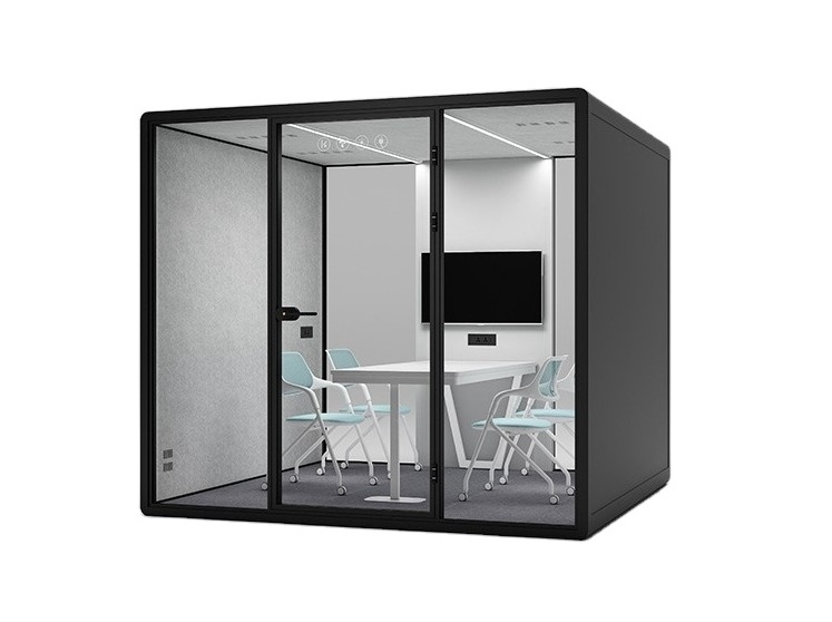 Indoor 4 Seat Modular Co Working Pod Noise Reduce Work Soundproof Booth Large Meeting Office Pod