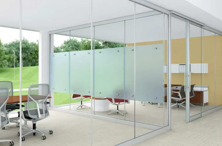 Modern Modular Soundproof Frameless Demountable Aluminum Tempered Single Or Double Glazing Clear Office Glass Partition Wall