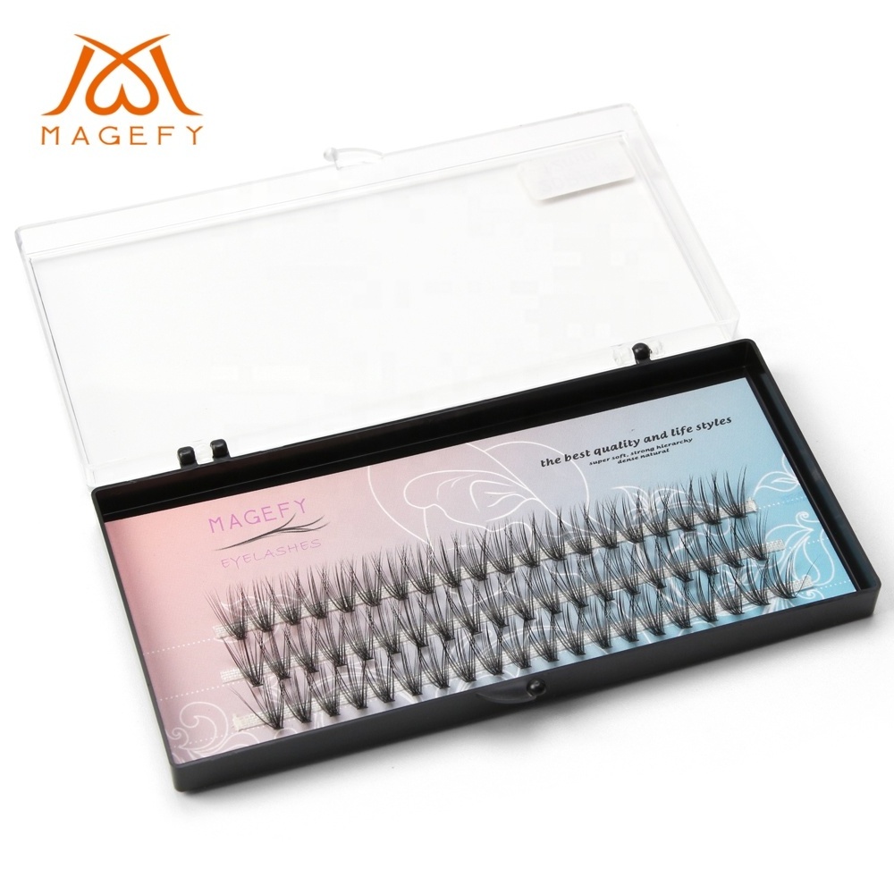 Magefy Lashes Wholesale Vendor Silk Lashes Light C Curl 20d Heat Bonded Individual Cluster Eyelashes Extensions