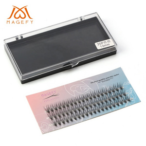 Magefy Lashes Wholesale Vendor Silk Lashes Light C Curl 20d Heat Bonded Individual Cluster Eyelashes Extensions