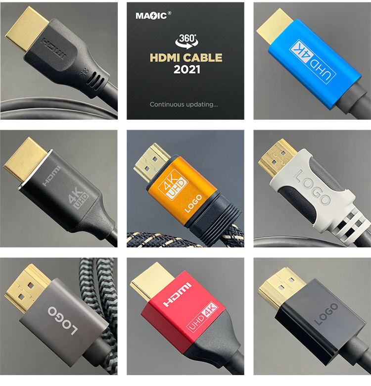 Wholesale Male to Male Gold Plated High Speed HDMI Cable OEM Support 3D 4K and 2160P 1080P 1M 1.5M 2M 3M 5M 10M 15M 20M