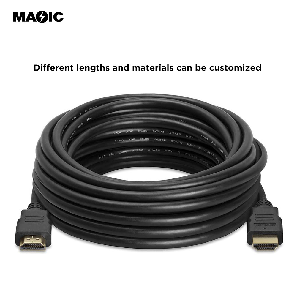 Wholesale Male to Male Gold Plated High Speed HDMI Cable OEM Support 3D 4K and 2160P 1080P 1M 1.5M 2M 3M 5M 10M 15M 20M