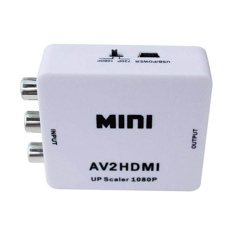 Hot Selling 1080P Mini RCA Composite CVBS AV to HDMI Video Audio Adapter AV2HDMI Converter With USB Charge Cable for TV Laptop