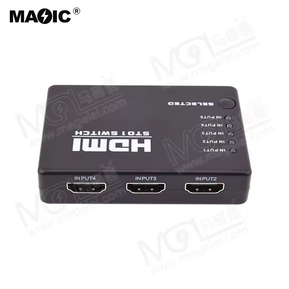 Factory 5x1 MINI HDMI Splitter 5 Port Hub Box Auto Switch 5 Input 1 Output hdmi Switcher 3D 1080p HD With Remote Control