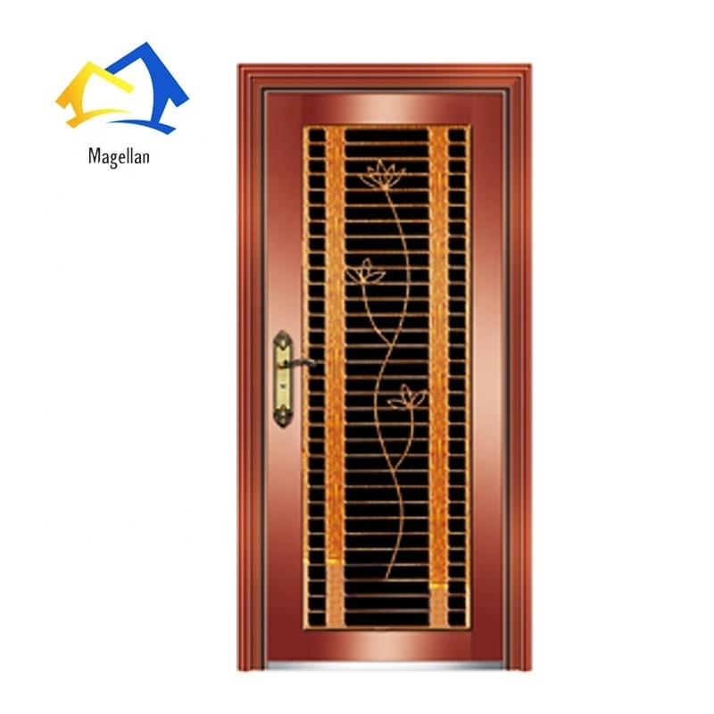 304# Stainless steel door with fingerprint digital lock external security metal door grill glass design for sale