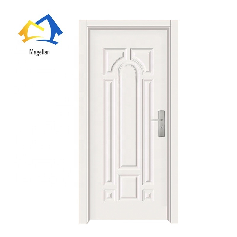 South America Cheap 6 Panel Interior Steel Wood Door Security Doors Double Tempered Glass Magellan Door Swing Finished Housing