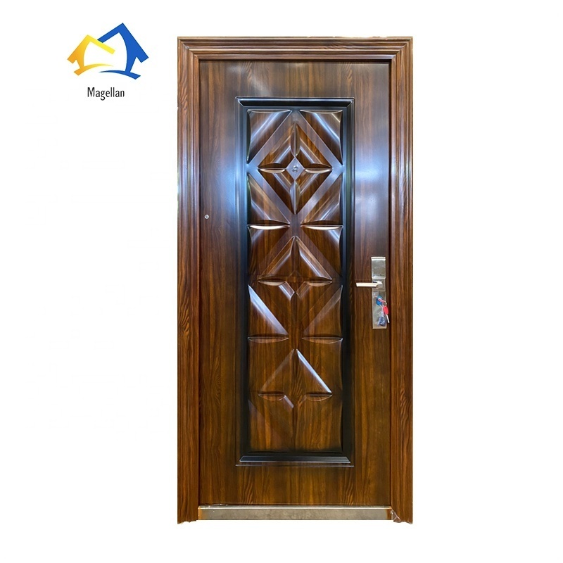 Fire Rated Steel Door with Glass Insert Steel Door Skin Moulds Lockset Security Door