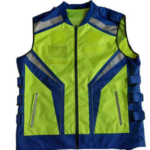 Hi Vis Orange Mesh Construction Safety Vests Reflective Security Vest Multi Pockets Work Wear New High Quality