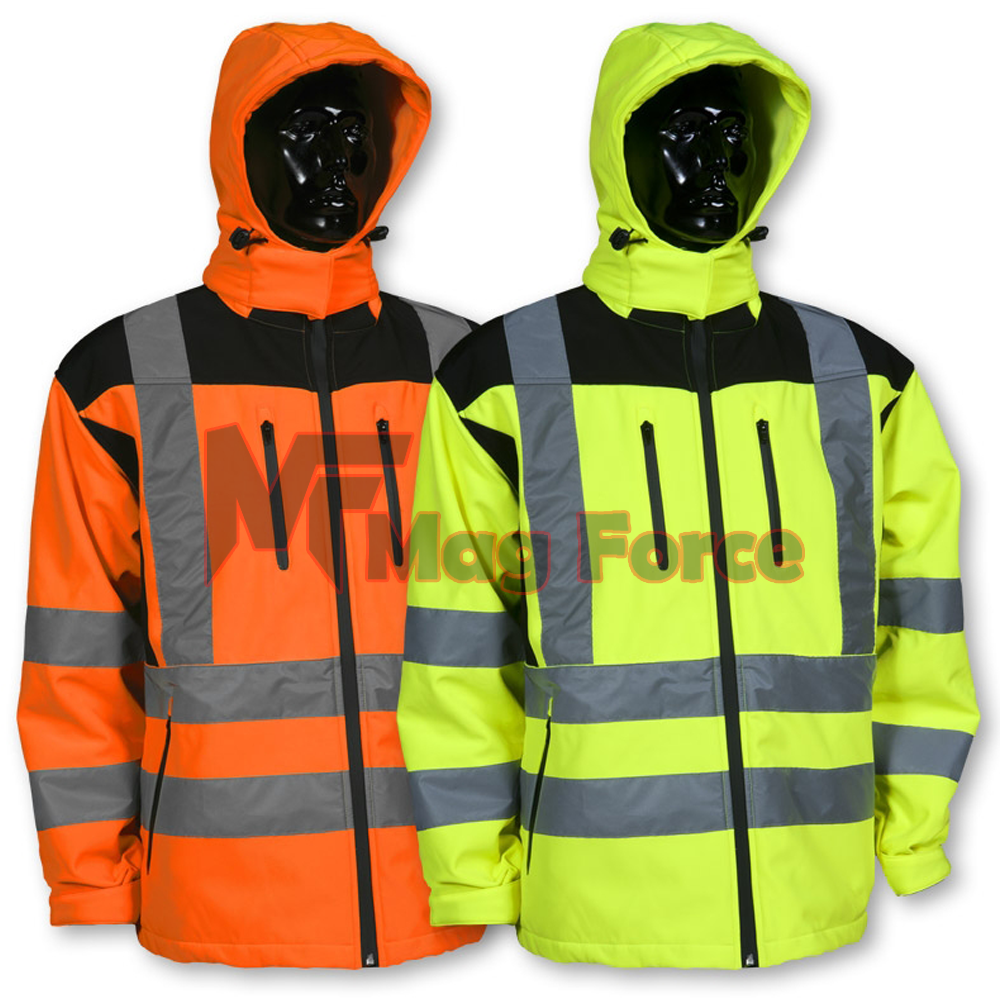 High Vis 100% Polyester Waterproof Reflective Security Jacket Zipper Up Full Sleeve Security Jacket For Men's