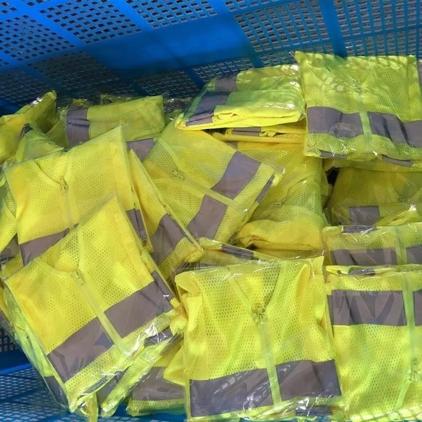 Safety Vest Hi Vis Work High Visible Patch with Pocket Security Guard Reflective Striping Protective Vests