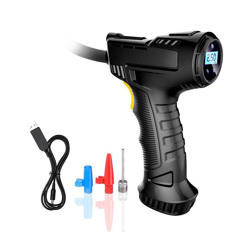 150psi Rechargeable Handheld Electric Digital Tire Pump 12V Cordless Air Compressor with Three Nozzles and LED Light