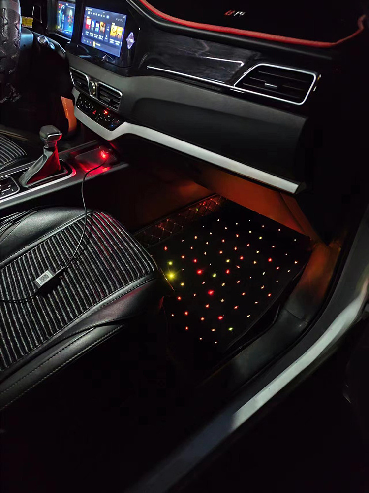 RGB flash star lighting car floor mat glow wands sticks led light up fiber optic toy car mats universal set floor mat for car