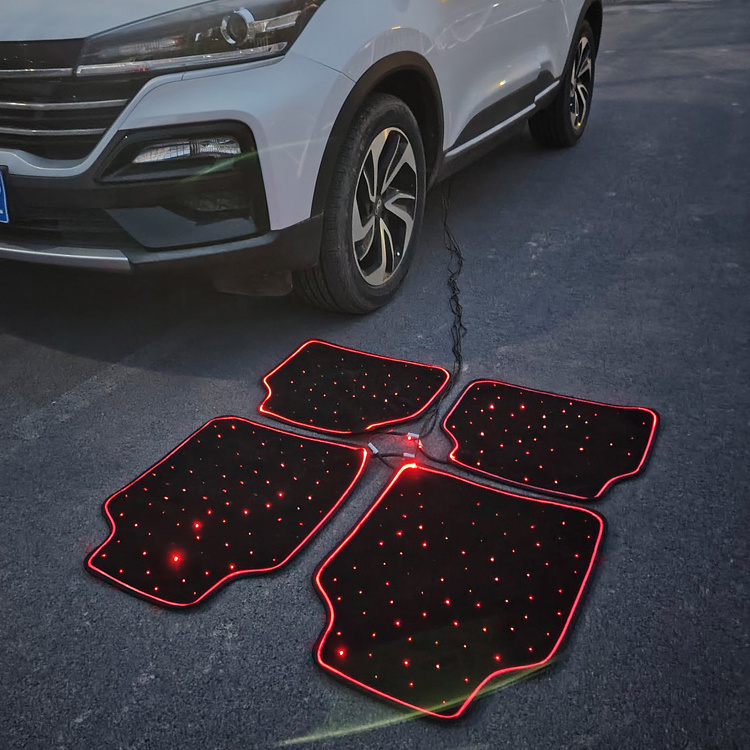 With illuminated edges 12V Universal Size App control Starlight Car Mat Set Fiber Optic Starlight Car Floor Mats