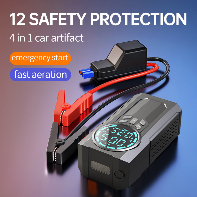 emergency car jump 8400 portable jumper starter digital tyre inflator gas station air pump car jumper battery pack jump starter