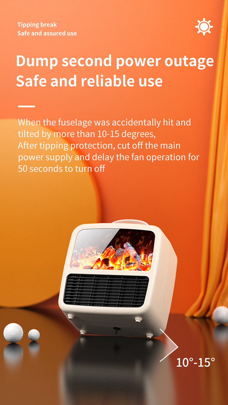 new design mini  portable fan heater Flame Effect Heater  Home Fireplace Ptc Electric Desktop Heater